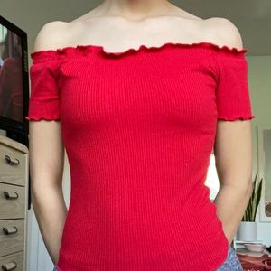 Red Off the Shoulder Top